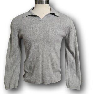 Express Men's Medium Grey Long Sleeve Open Collared Sweater